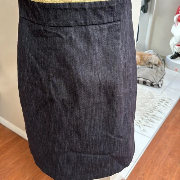 🍀2/10.00, Alyx dress yellow lace jewelry closure top denim zip down back ,excell - Picture 3 of 10